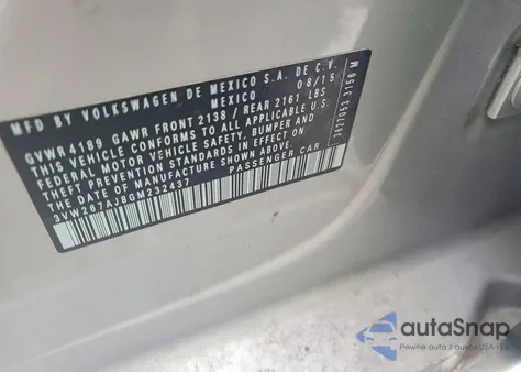 2016 Volkswagen Jetta S z USA, uszkodzony, nr VIN 3VW267AJ8GM232437